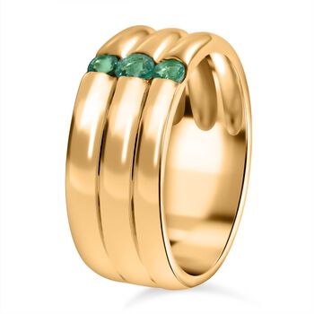 AAA Kagem Sambischer Smaragd Ring, 925 Silber Gelbgold Vermeil, (Gr&ouml;&szlig;e 18.00) ca. 0.41 ct
