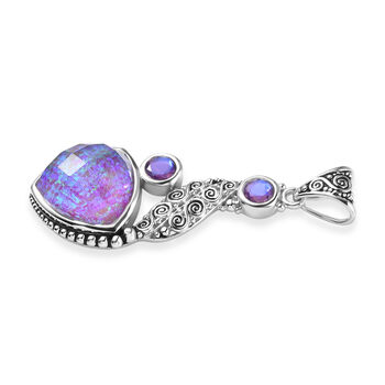 Sajen Silber - Opal Dublett, Regenbogen Lavendel Anh&auml;nger 925 Silber rhodiniert ca. 12.60 ct