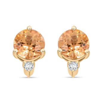 LUXORO zertifiziert und gepr&uuml;ft AAA kaiserlicher Topas und Diamant Ohrringe in 417 Gold - 1,2 ct.