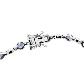 Tansanit und wei&szlig;es Zirkon-Armband, ca. 19 cm, 925 Silber platiniert ca. 2,11 ct