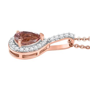 D'Joy AA Blush Turmalin und Zirkon Anh&auml;nger mit 50cm Kette - 1 ct.