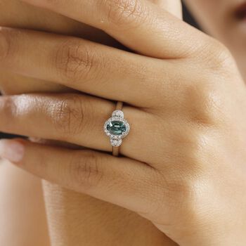 LUXORO zertifiziert und gepr&uuml;ft AAA Pirineu Lagoon Tourmalin und Diamant Ring in 585 Wei&szlig;gold - 1,10 ct.