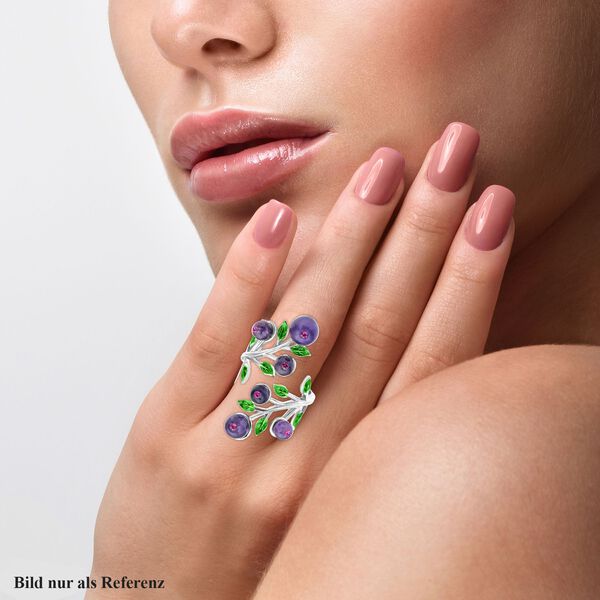 Afrikanischer Amethyst und lila Kristall Ring, Messing (Gr&ouml;&szlig;e 16.50) image number 4