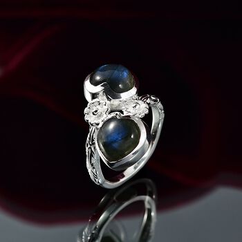 D'Joy AA Labradorit Ring 925 Silber (Gr&ouml;&szlig;e 17.00) ca. 5,66 ct