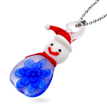 Mehfarbiger Anh&auml;nger im Murano-Stil mit 60cm Kette, Schneemann Design
