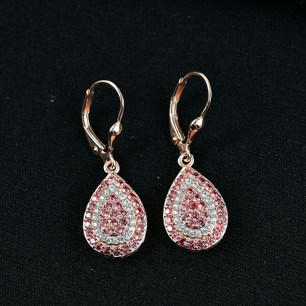 D'Joy AAA Padparadscha Saphir und Zirkon Ohrringe und Anh&auml;nger mit 50cm Kette image number 9