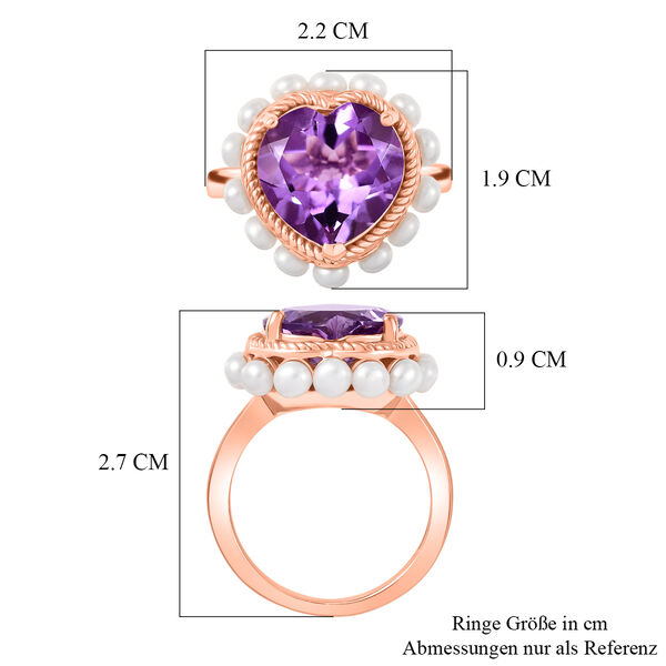 D'Joy AAA Rose De France Amethyst und S&uuml;&szlig;wasser Perle Ring image number 7