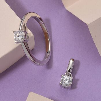 D'Joy GRA zertifiziertes Moissanit Schmuckset, 925 Silber rhodiniert - 2 ct.