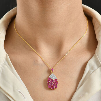 D'Joy afrikanischer Rubin und Zirkon Anh&auml;nger mit 50cm Kette - 5,73 ct.