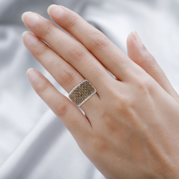 Nat&uuml;rlicher Champagner und wei&szlig;er Diamant-Ring - 1 ct. image number 1