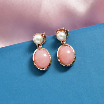 D'Joy AA Rosa Opal und S&uuml;&szlig;wasser Perle Ohrringe