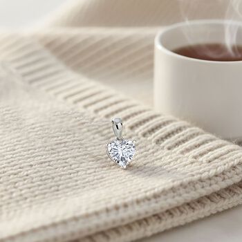 LUXURIANT VS-EF Labor Diamant Herz Anh&auml;nger, 925 Silber rhodiniert - 1 ct.