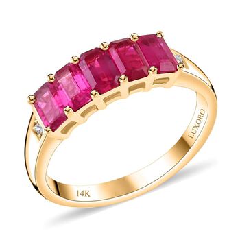 LUXORO zertifiziert und gepr&uuml;ft AAA burmesischer Rubin und Diamant Ring in 585 Gold - 1,50 ct.