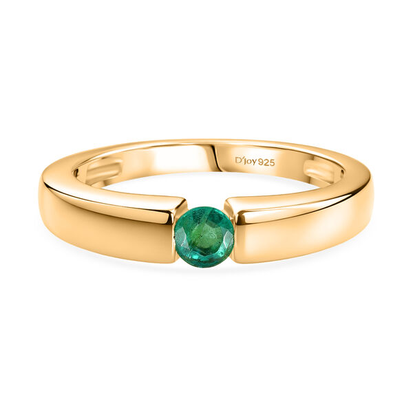 D'Joy AAA Kagem Sambischer Smaragd Ring 925 Silber 750 Vergoldet (Gr&ouml;&szlig;e 17.00) ca. 0.25 ct