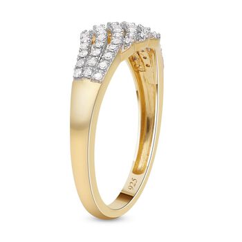 Wei&szlig;er Diamant Ring, 925 Silber Gelbgold Vermeil (Gr&ouml;&szlig;e 18.00) ca. 0.33 ct