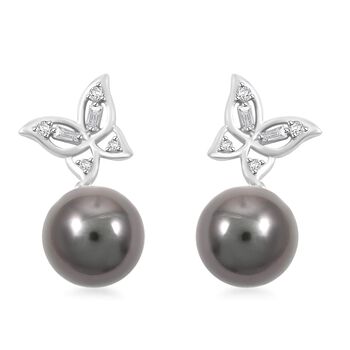 ILIANA zertifiziert und gepr&uuml;ft AAA Tahiti Perle und Diamant Ohrringe in 750 Wei&szlig;gold