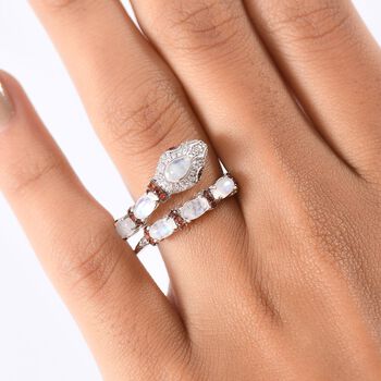 GP Trionfo Kollektion- AAA Regenbogen Mondstein, Mosambik Granat, Zirkon und blauer Saphir Ring - 2,26 ct.