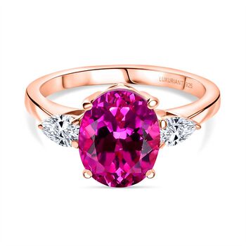 LUXURIANT AAA Labor Rosa Saphir und Labor Diamant Ring - 4,26 ct.