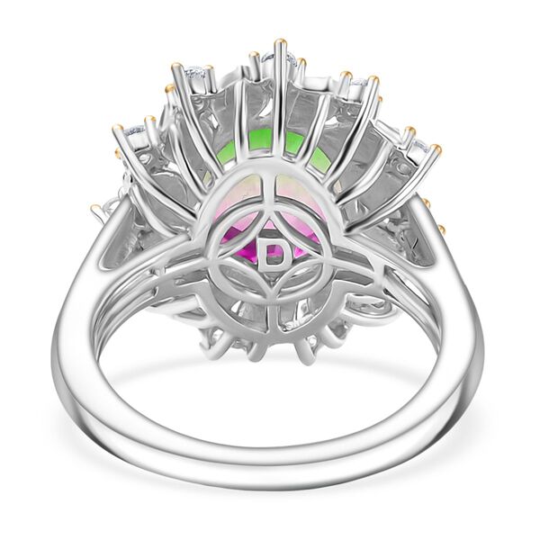 D'Joy Wassermelonen Triplett Quarz und Zirkon zweifarbiger Ring und Anh&auml;nger mit 45cm Kette image number 13