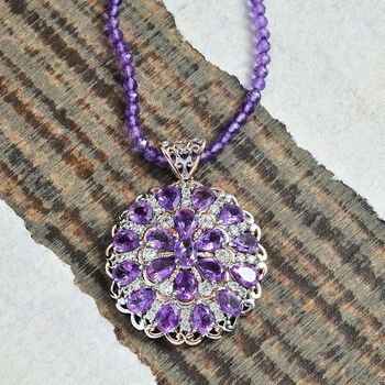 D'Joy AAA Rose De France Amethyst Anh&auml;nger mit Kette, ca. 45 cm 925 Silber 750 Ros&eacute;gold Vermeil ca. 44.75 ct