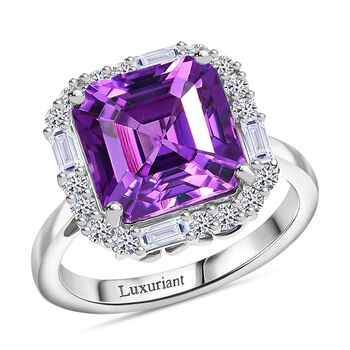 LUXURIANT AAA Labor Farbwechsel-Saphir und Labor Diamant Ring in 417 Wei&szlig;gold - 4,54 ct.