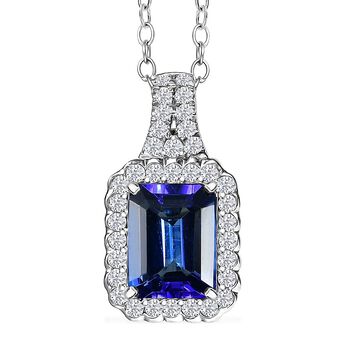 RHAPSODY AGI zertifiziert und gepr&uuml;ft AAAA Tansanit und VS-EF Diamant Anh&auml;nger mit 50cm Kette in 950 Platin - 2,75 ct.