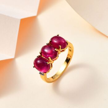 AA Afrikanischer Rubin (Fissure gef&uuml;llt), Wei&szlig;er Diamant Ring, 925 Silber 750 Gelbgold Vermeil (Gr&ouml;&szlig;e 18.00) ca. 6.07 ct