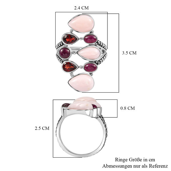 Sajen Silber - Rosa Opal, Roter Granat, Rubin Ring 925 Silber rhodiniert (Gr&ouml;&szlig;e 17.00) ca. 4.92 ct image number 6