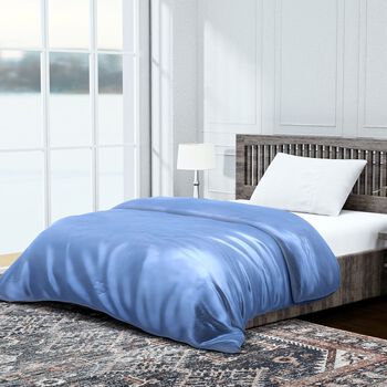 Serenity Night - 100% Bambus-Steppdecke mit Bambusf&uuml;llung und 2er-Set Bambus-Kissenbez&uuml;ge Blau