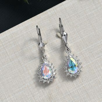 D'Joy Merkur mystischer Topas, Wei&szlig;er Zirkon Ohrringe 925 Silber platiniert ca. 2.42 ct