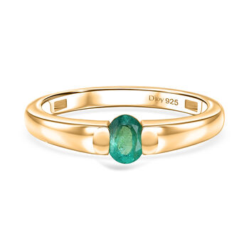 D'Joy AAA Kagem Sambischer Smaragd Ring 925 Silber 750 Vergoldet (Gr&ouml;&szlig;e 18.00) ca. 0.33 ct