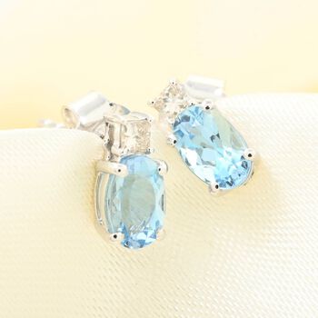LUXORO zertifiziert und gepr&uuml;ft AAA Santamaria Aquamarin und Diamant Ohrringe in 585 Wei&szlig;gold - 1 ct.