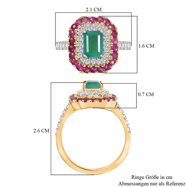 D&rsquo;Joy AAA Kagem sambischer Smaragd, Mosambik Rubin und Moissanit Ring - 2.19 ct. image number 6