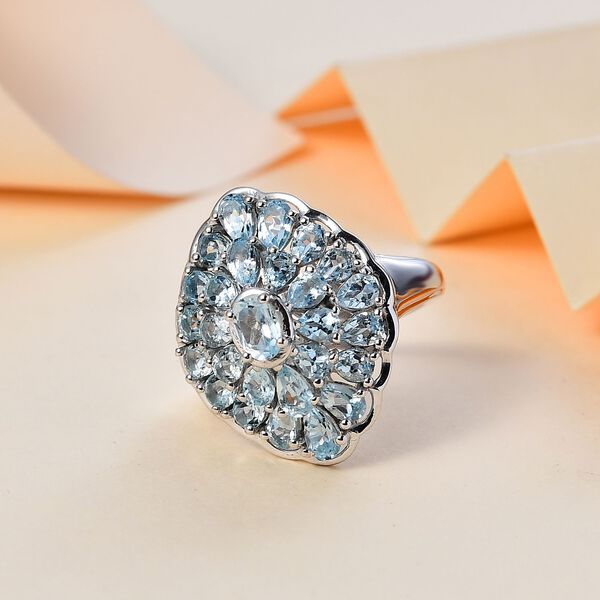 Himmelblauer Topas Ring, 925 Silber rhodiniert (Gr&ouml;&szlig;e 19.00) ca. 5.47 ct image number 2