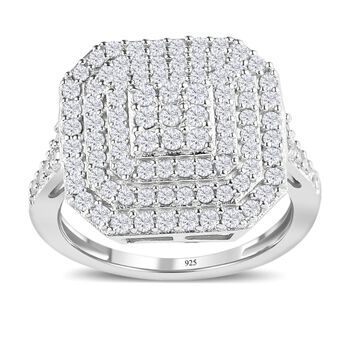 Wei&szlig;er Diamant Ring, 925 Silber platiniert (Gr&ouml;&szlig;e 16.00) ca. 1.00 ct