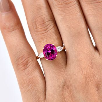 LUXURIANT AAA Labor Rosa Saphir und Labor Diamant Ring - 4,26 ct.