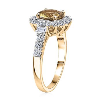 LUXURIANT AAA nat&uuml;rlicher goldener Tansanit und Labor Diamant Ring in 417 Gold - 2,95 ct.