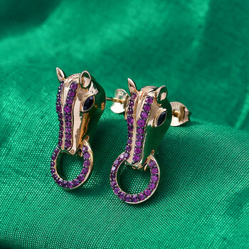 GP Trionfo Kollektion- Rhodolith Granat, schwarze Spinell und blaue Saphir Ohrringe - 1,39 ct.