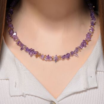 Afrikanischer Amethyst, Citrin Halskette, flexibel, Reiner Edelstahl ca. 160.00 ct