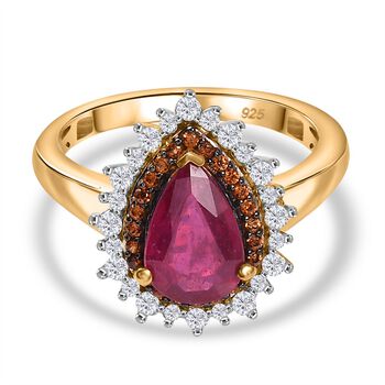 AA Afrikanischer Rubin, wei&szlig;er und nat&uuml;rlicher Champagner Zirkon Ring - 2,31 ct.
