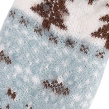 Kuschelige Sherpa Socken, Weihnachtsbaum-Muster, Blau
