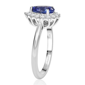 LUXURIANT AAA Tansanit und Labor Diamant Ring 417 Wei&szlig;gold - 1,50 ct.