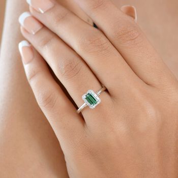 LUXORO AAA Pirineu Lagoon Turmalin und Diamant Ring in 417 Wei&szlig;gold - 0,88 ct.