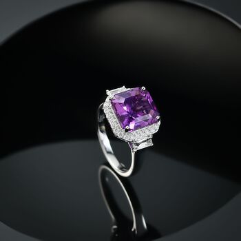 LUXURIANT DIAMOND- zertifiziert und gepr&uuml;ft AAA Labor Lila Saphir und Labor Diamant Ring in 417 Wei&szlig;gold - 6,23 ct.