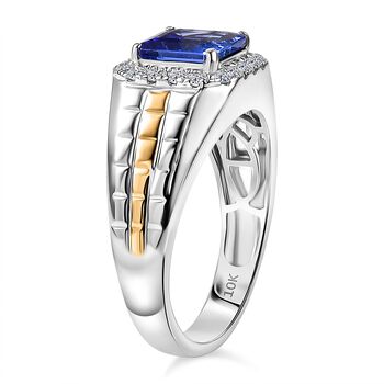 LUXURIANT AAA Tansanit und Labor Diamant Herrenring in 417 Wei&szlig;- und Gelbgold - 3,20 ct.