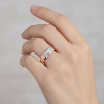 LUXURIANT VS-EF Labor Diamant Ring, 925 Silber 750 Ros&eacute;gold Vermeil - 0,20 ct.