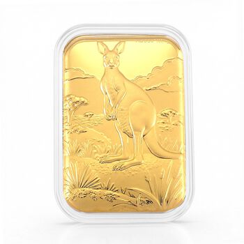 999er Goldfolie mit K&auml;ngurumotiv, 10mg, 3,1x4,5cm