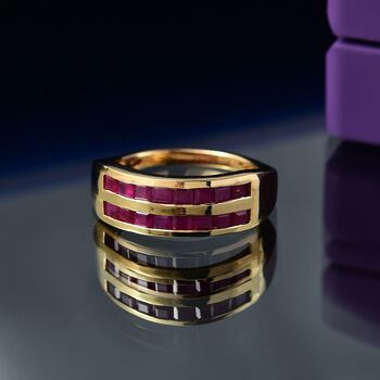 AA Rubin Ring, 925 Silber 750 Gelbgold Vermeil - 2 ct.