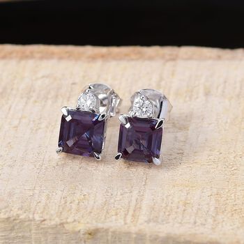 LUXURIANT - AAA Lab Grown Alexandrit, Lab Grown Diamant Ohrringe, AGI zertifiziert und gepr&uuml;ft, 417 Wei&szlig; Gold ca. 2.56 ct