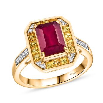 D'Joy AA afrikanischer Rubin, gelber Saphir und Zirkon Ring - 3,17 ct.
